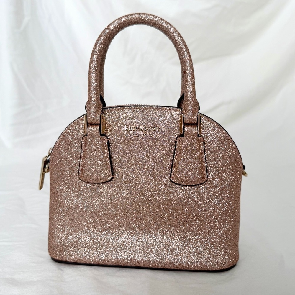 Kate Spade Sylvia Glitter Mini Dome Satchel | Blush Pink | Crossbody Option